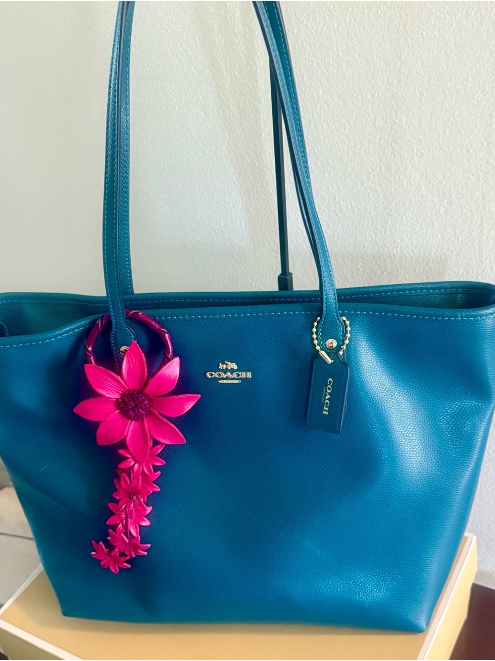 Coach City Zip Tote F36875 Teal Pebbled Leather